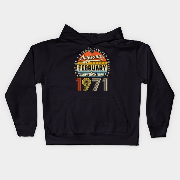 Awesome Since February 1971 Vintage 52nd Birthday Kids Hoodie by PlumleelaurineArt